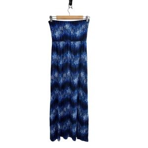 Cynthia Rowley Maxi Dress Strapless Blue White Print Casual Summer‎
